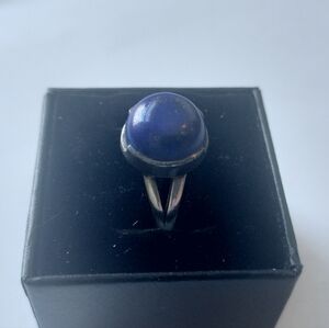 Vintage Sterling 925 Lapis Lazuli Large Cabochon Ring